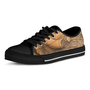 Ammonite Shell Fossil Print Black Low Top Sneakers