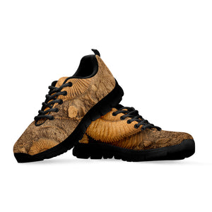 Ammonite Shell Fossil Print Black Running Shoes