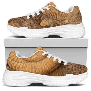 Ammonite Shell Fossil Print White Chunky Shoes