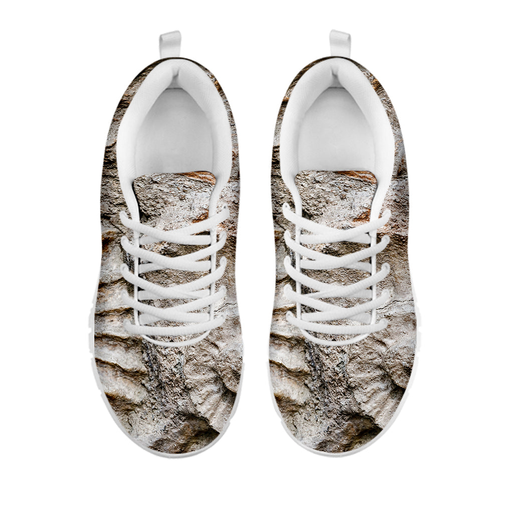 Ammonoidea Fossil Print White Running Shoes
