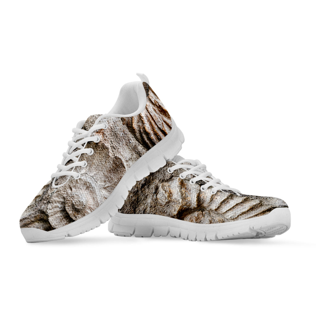 Ammonoidea Fossil Print White Running Shoes