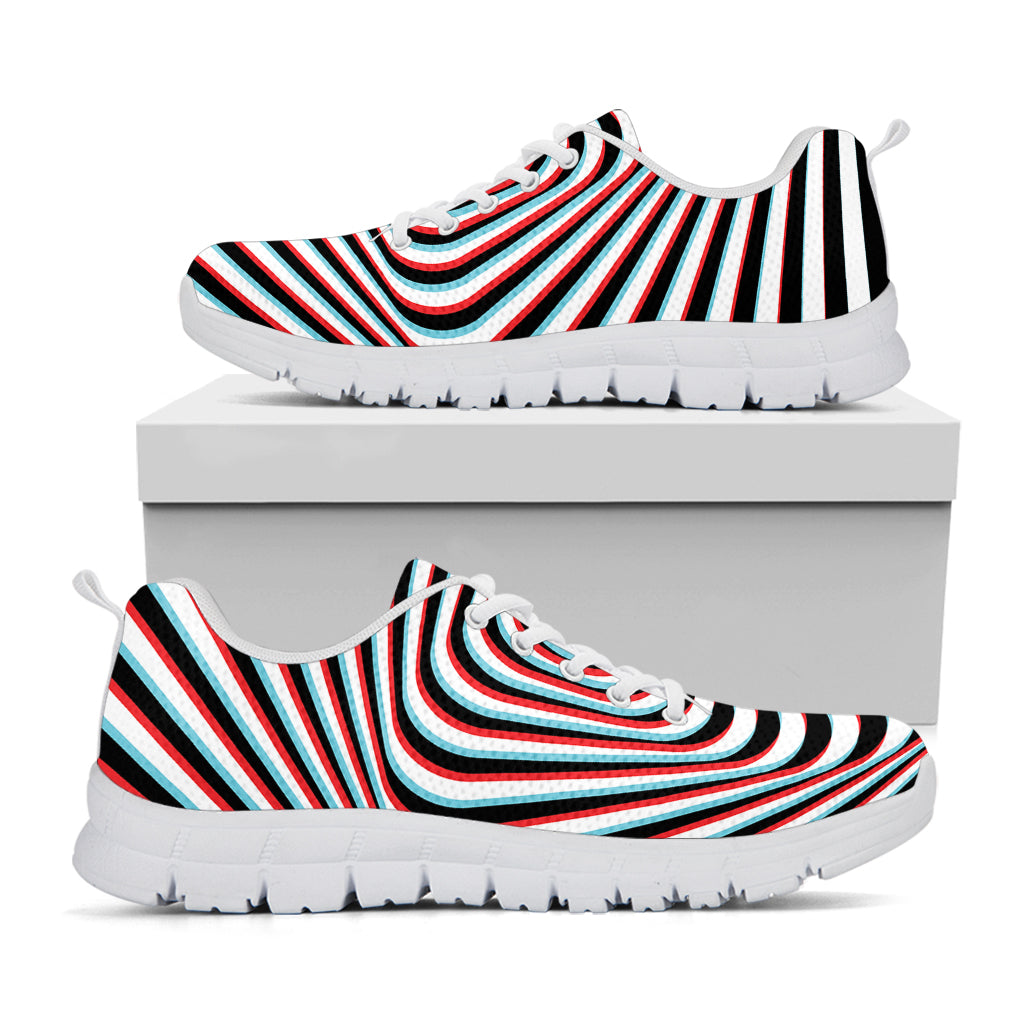Anaglyph Optical Illusion Print White Running Shoes