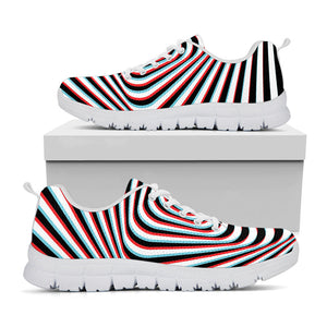 Anaglyph Optical Illusion Print White Running Shoes