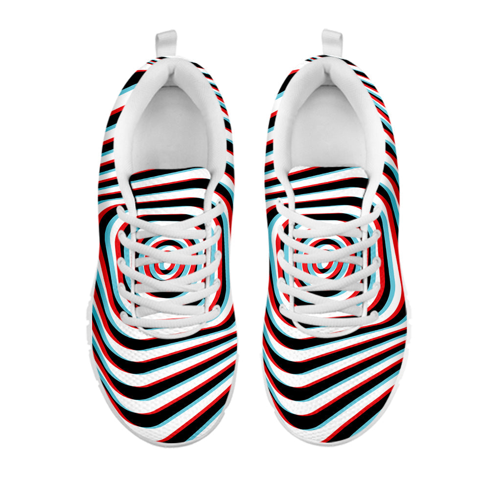 Anaglyph Optical Illusion Print White Running Shoes