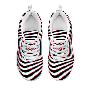 Anaglyph Optical Illusion Print White Running Shoes