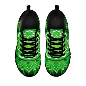 Anahata Chakra Mandala Print Black Running Shoes