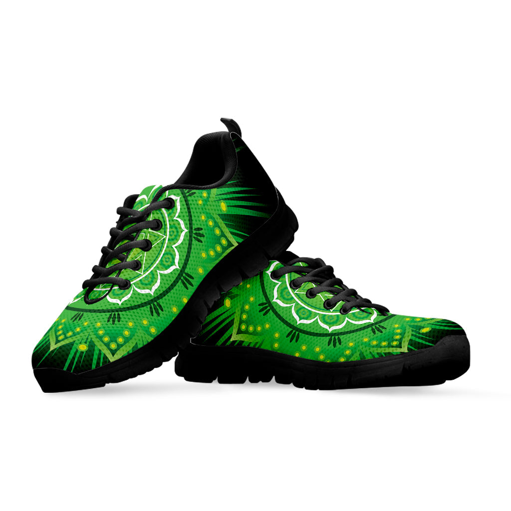 Anahata Chakra Mandala Print Black Running Shoes