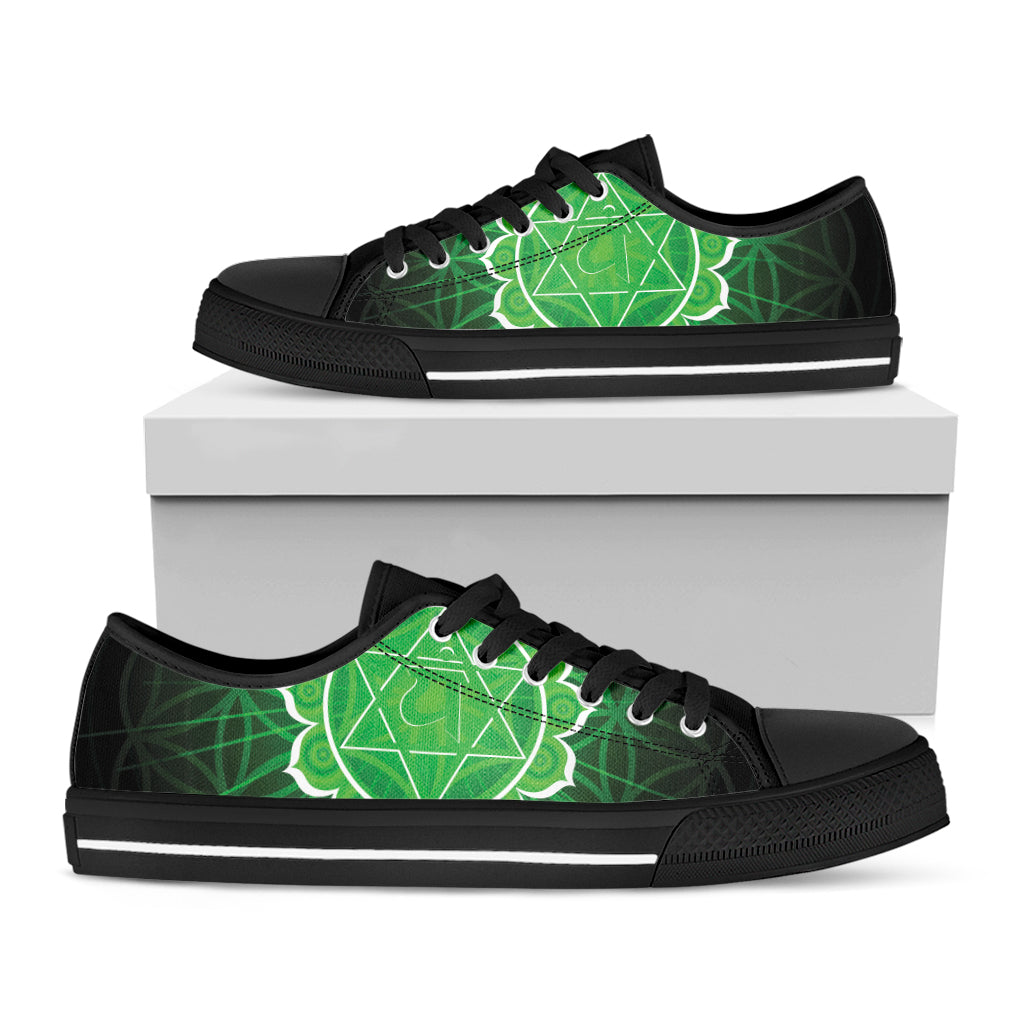 Anahata Chakra Spiritual Print Black Low Top Sneakers