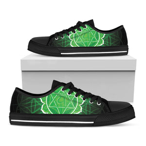 Anahata Chakra Spiritual Print Black Low Top Sneakers