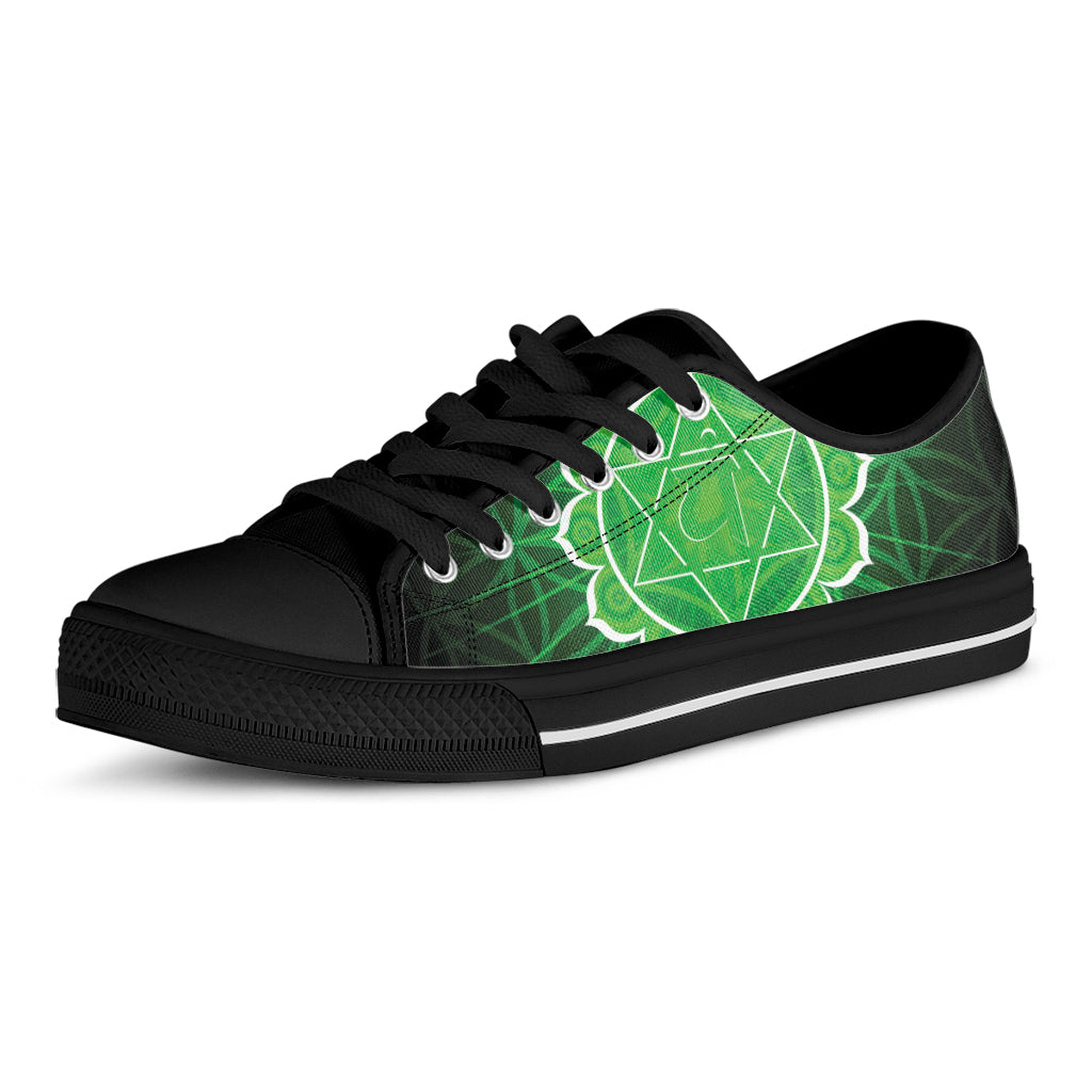 Anahata Chakra Spiritual Print Black Low Top Sneakers