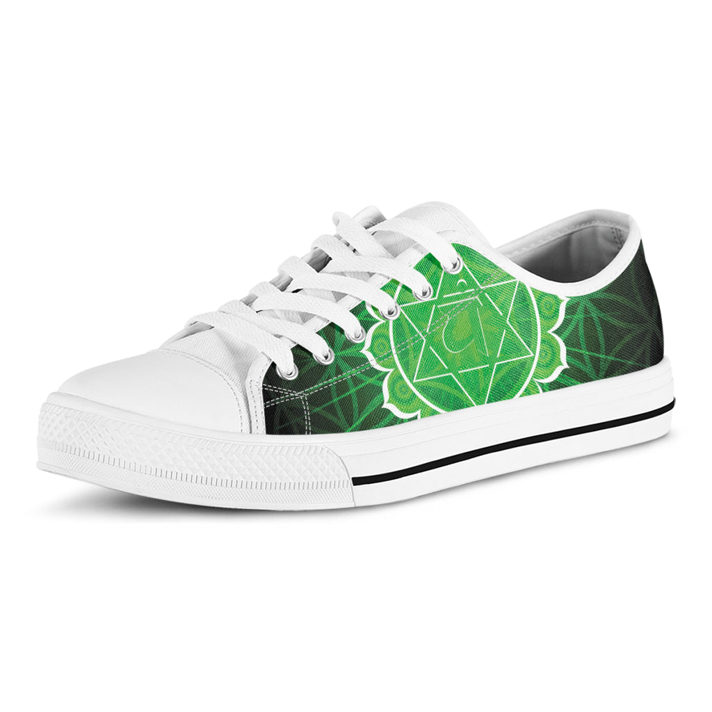 Anahata Chakra Spiritual Print White Low Top Sneakers