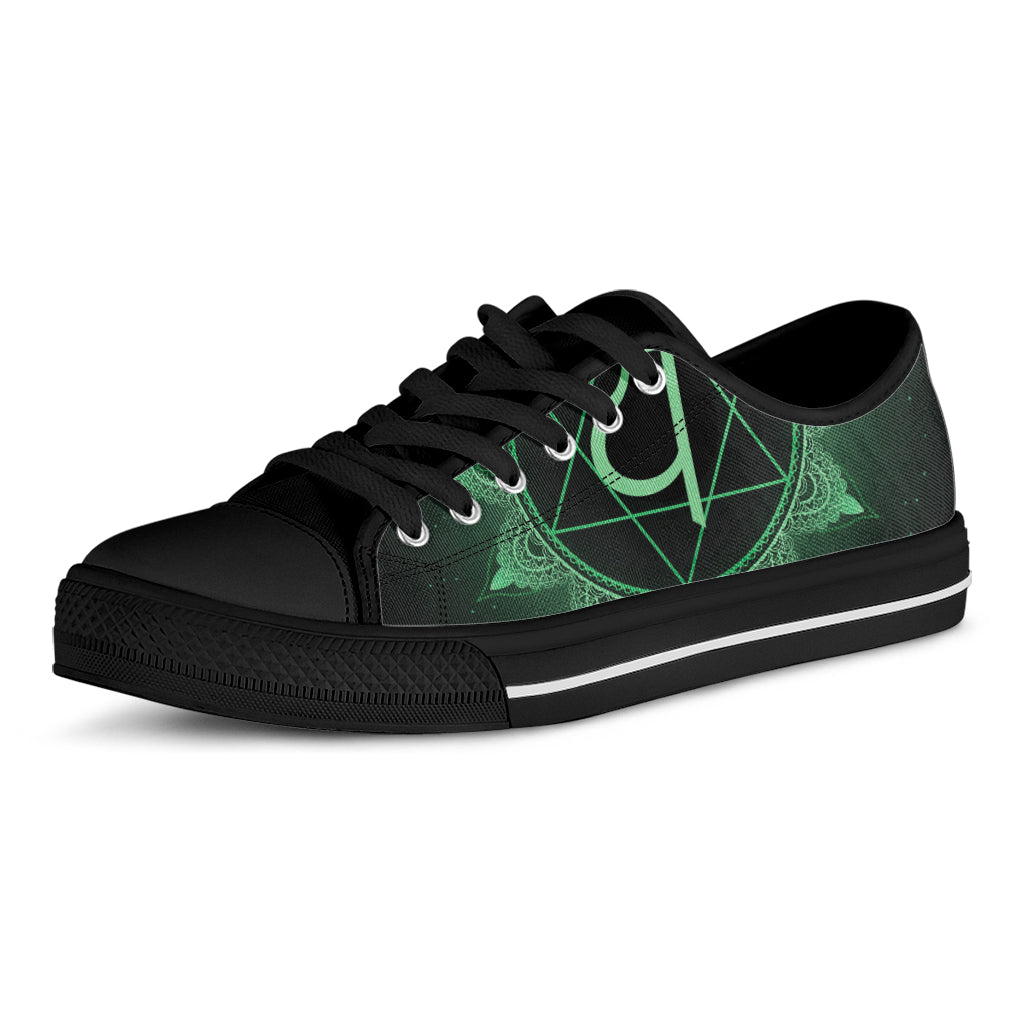 Anahata Chakra Symbol Print Black Low Top Sneakers