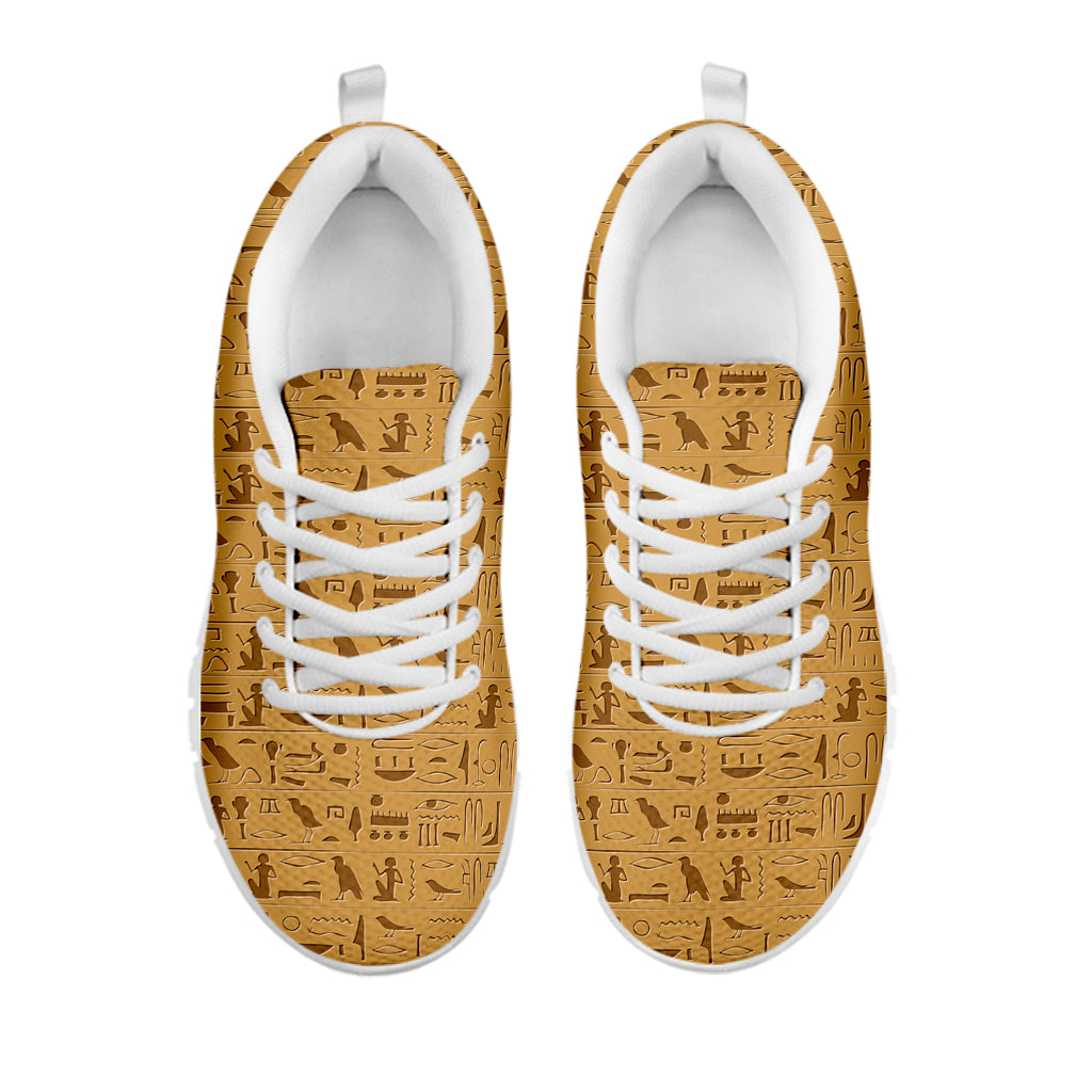 Ancient Egyptian Hieroglyphs Print White Running Shoes