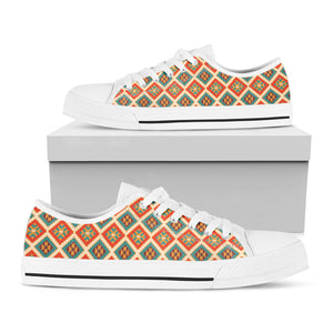 Ancient Geometric Navajo Print White Low Top Sneakers