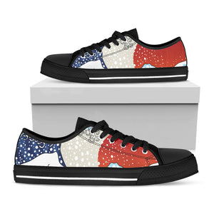 Ancient Great Japanese Wave Print Black Low Top Sneakers