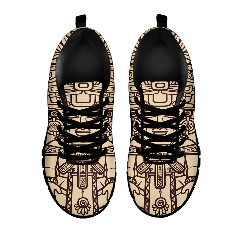 Ancient Mayan Statue Print Black Running Shoes