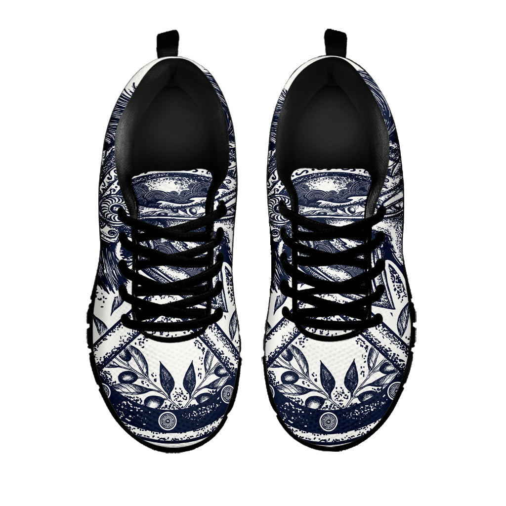 Ancient Spartan Print Black Running Shoes
