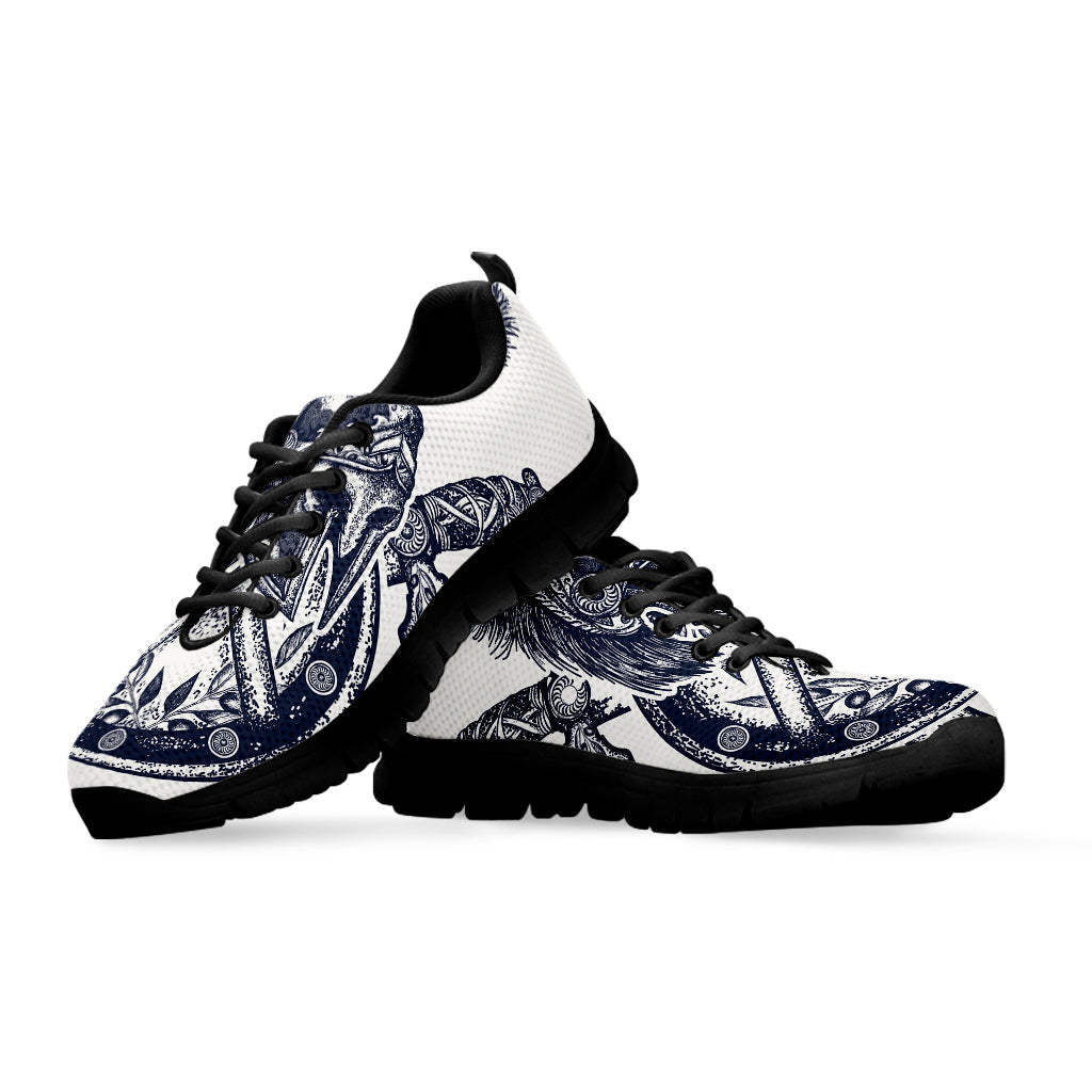 Ancient Spartan Print Black Running Shoes