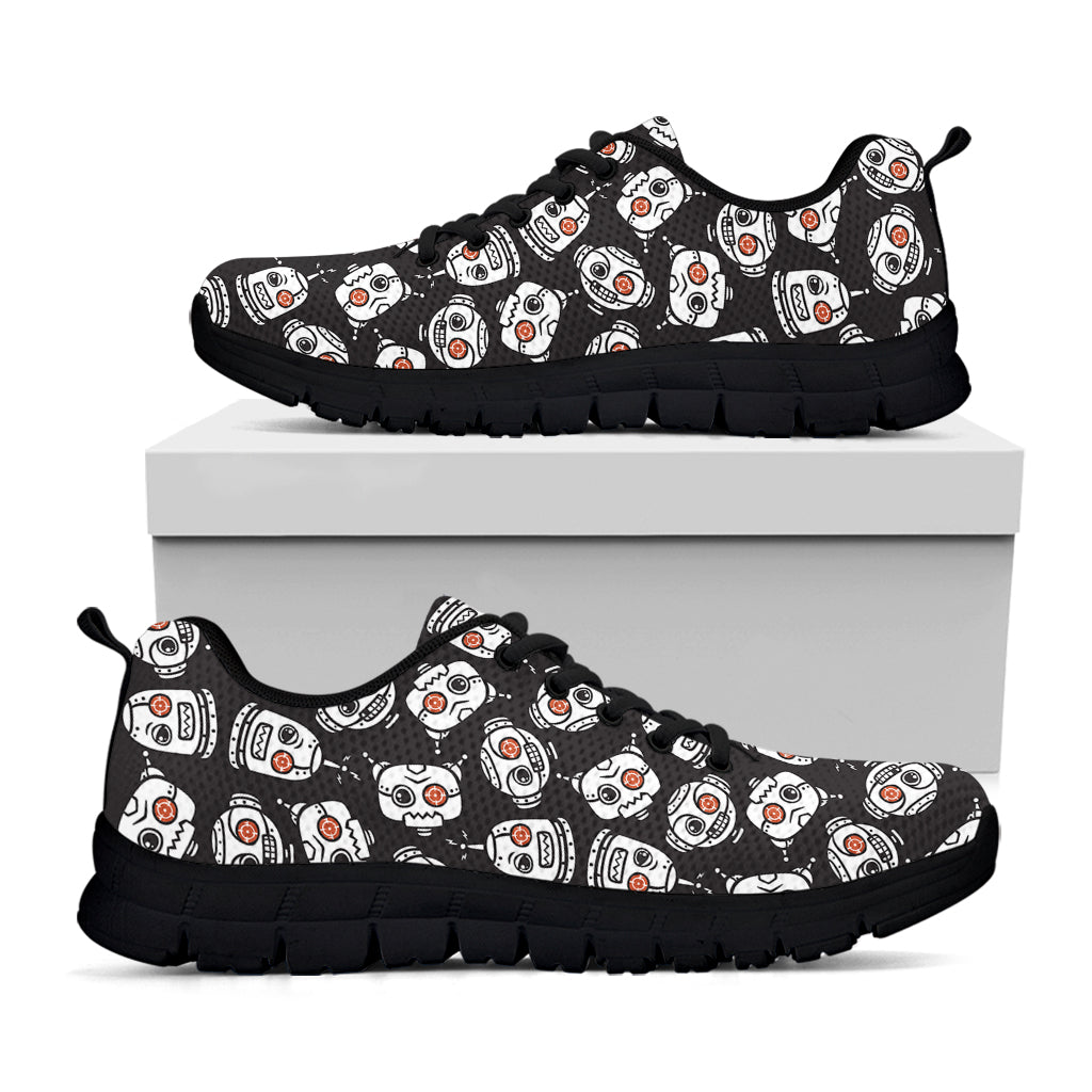 Angry Robot Pattern Print Black Running Shoes