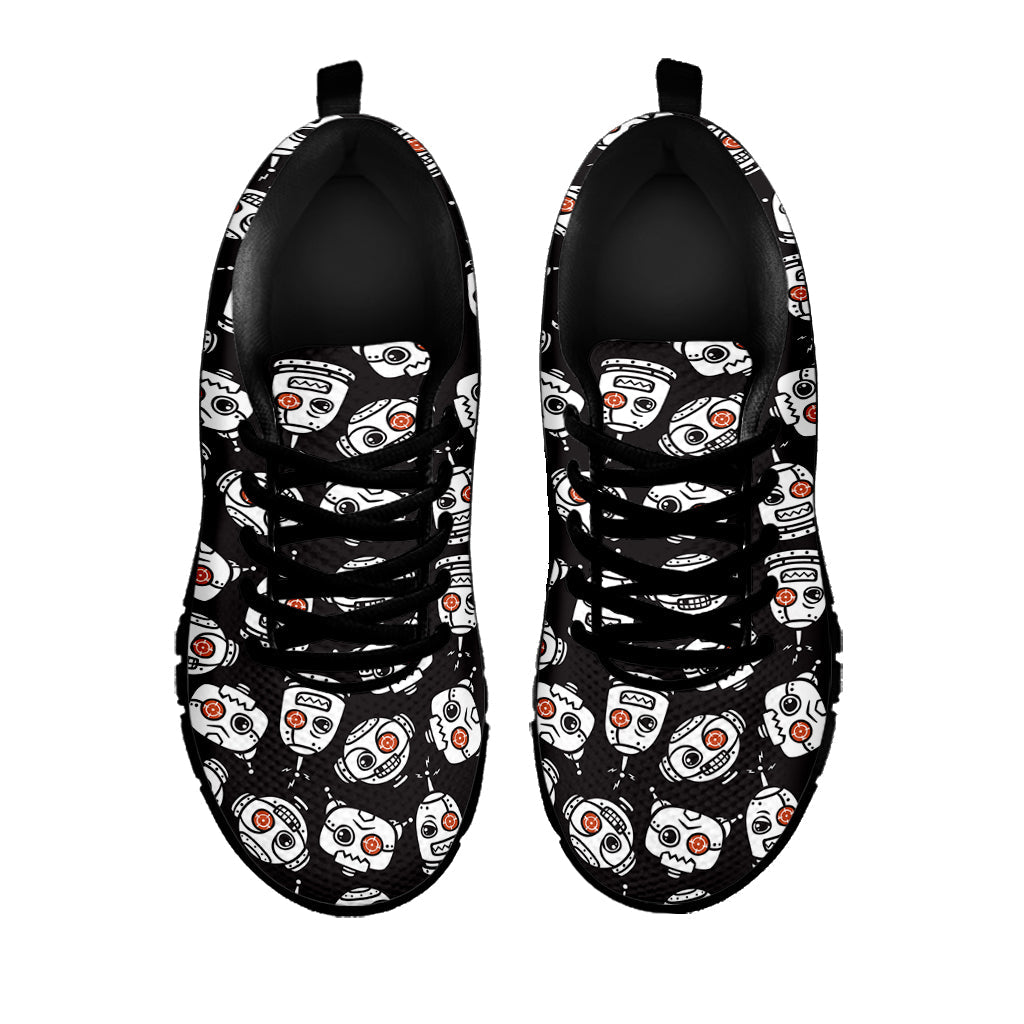 Angry Robot Pattern Print Black Running Shoes