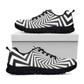 Angular Swirl Motion Illusion Print Black Running Shoes