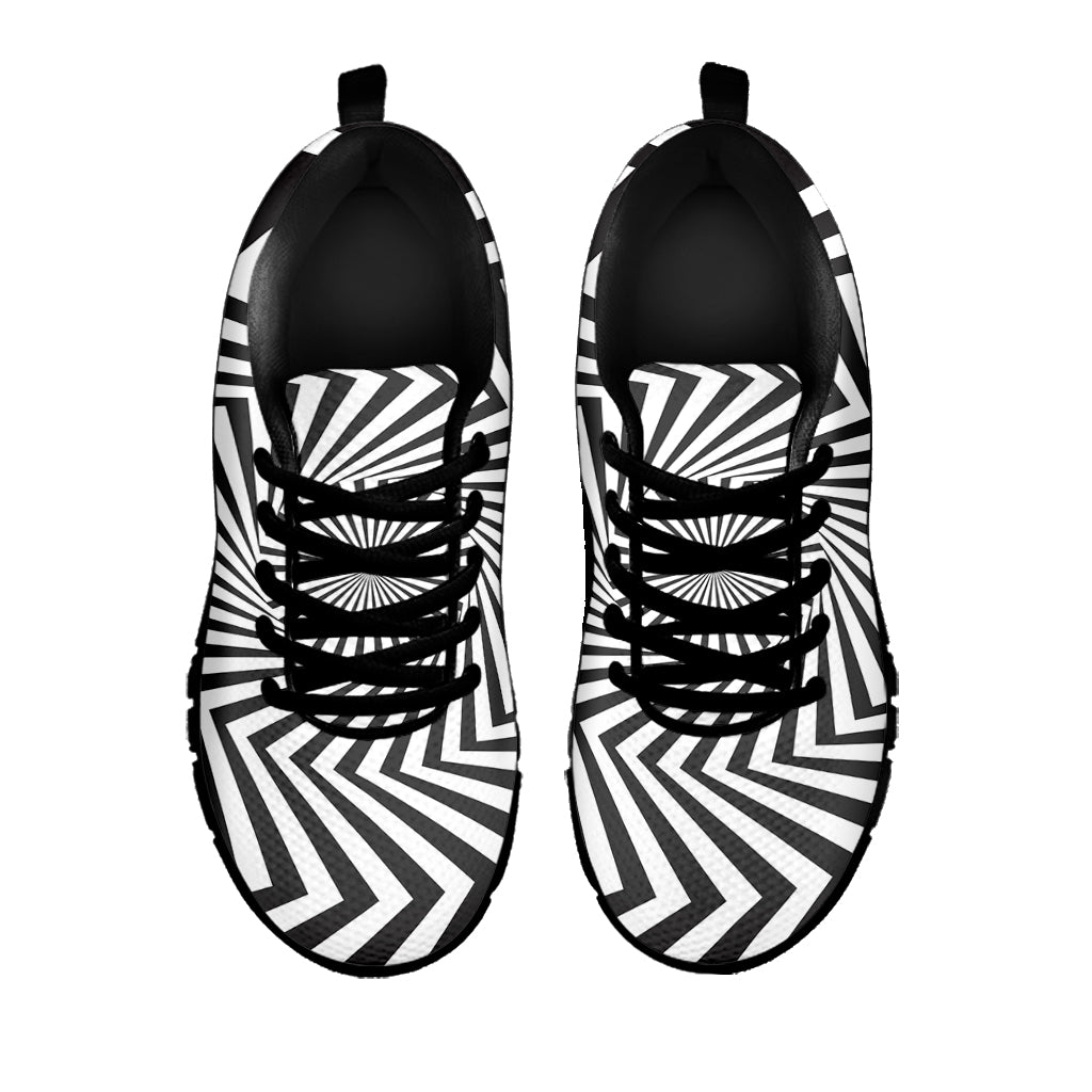 Angular Swirl Motion Illusion Print Black Running Shoes