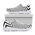 Angular Swirl Motion Illusion Print White Running Shoes