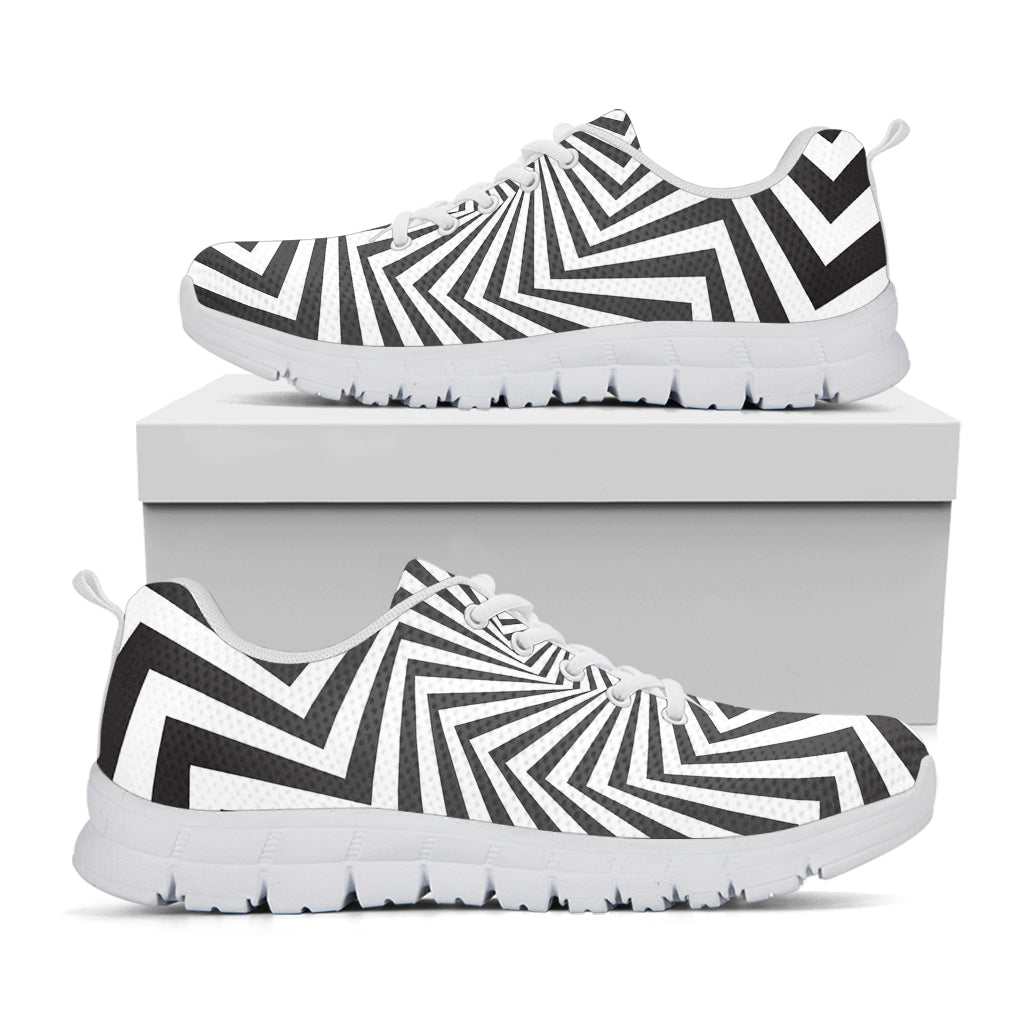 Angular Swirl Motion Illusion Print White Running Shoes
