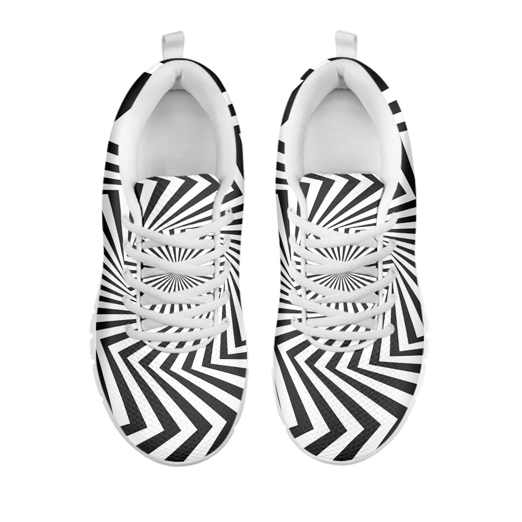 Angular Swirl Motion Illusion Print White Running Shoes