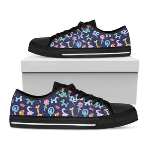 Animal Balloon Pattern Print Black Low Top Sneakers