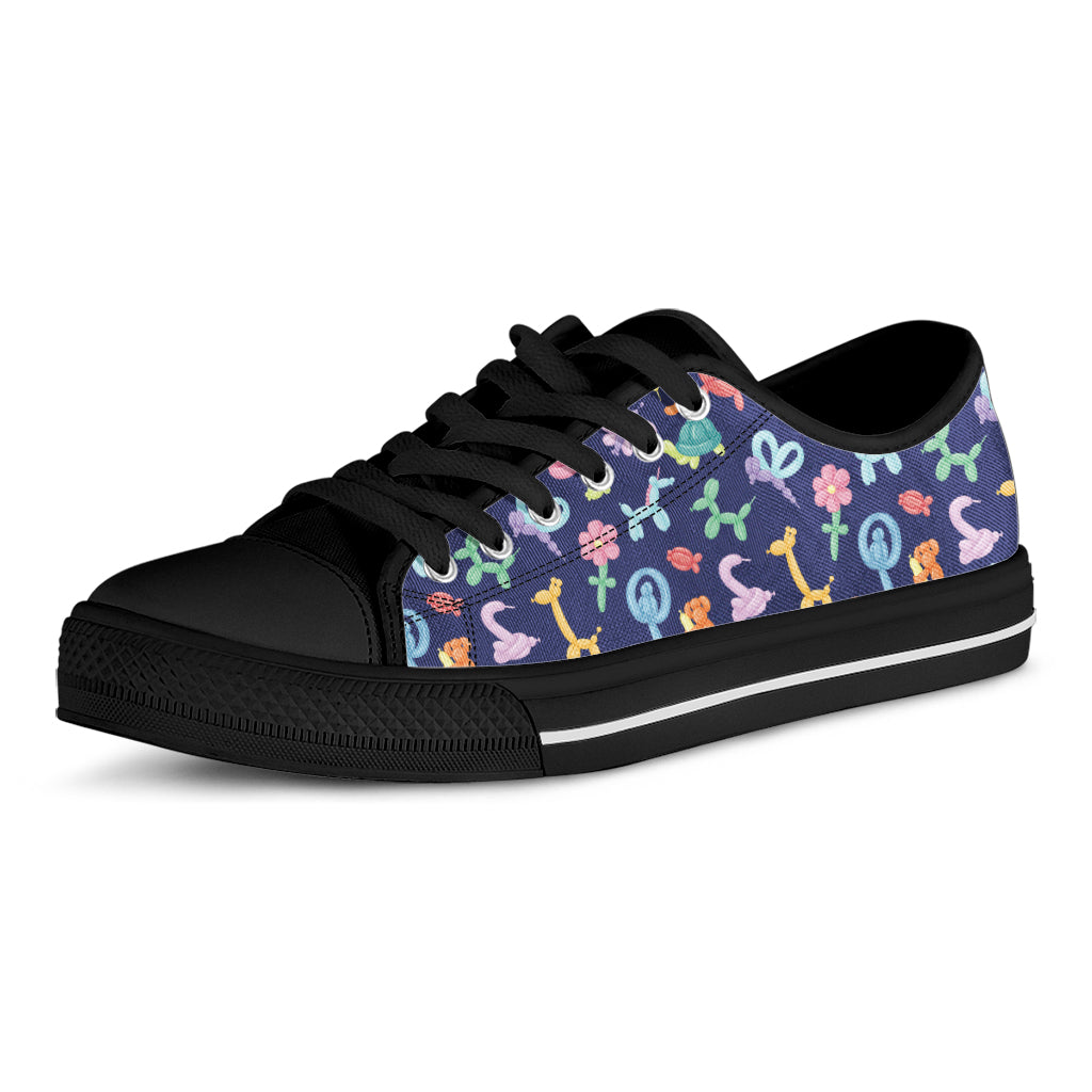 Animal Balloon Pattern Print Black Low Top Sneakers