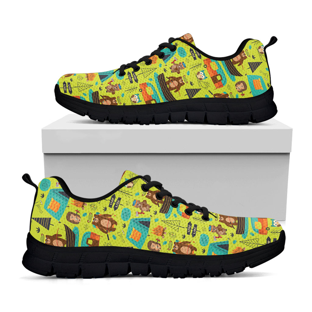 Animal Camping Pattern Print Black Running Shoes