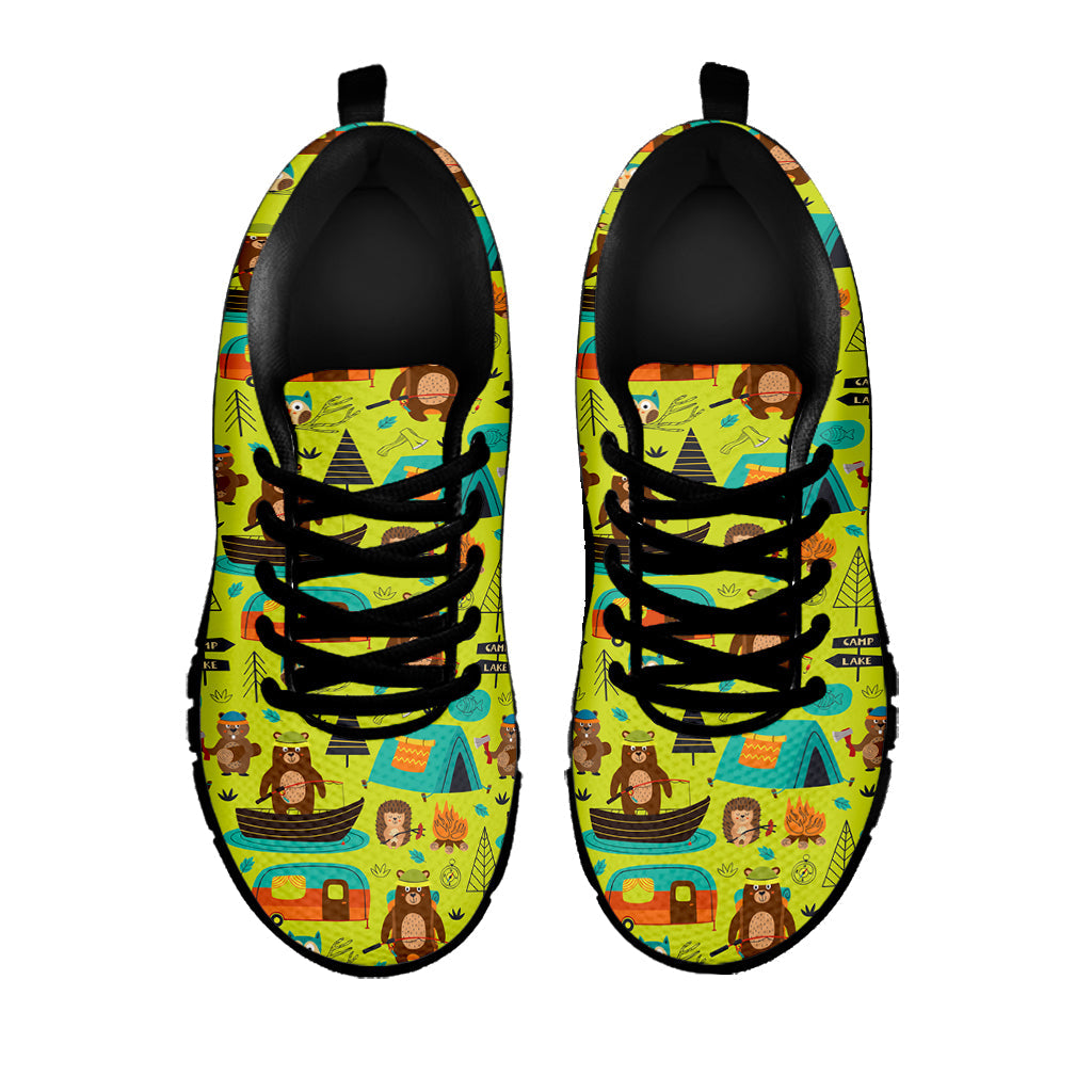 Animal Camping Pattern Print Black Running Shoes