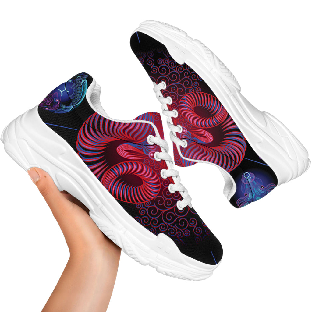 Aries And Astrological Signs Print White Chunky Shoes