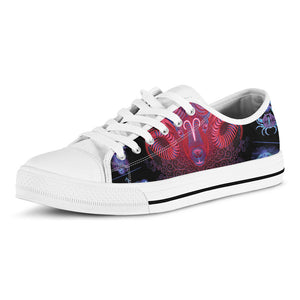 Aries And Astrological Signs Print White Low Top Sneakers