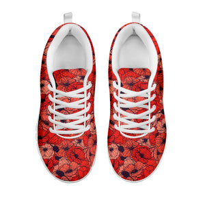 Armistice Day Poppy Pattern Print White Running Shoes