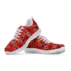 Armistice Day Poppy Pattern Print White Running Shoes