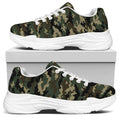Army Green Digital Camo Pattern Print White Chunky Shoes