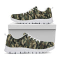 Army Green Digital Camo Pattern Print White Running Shoes