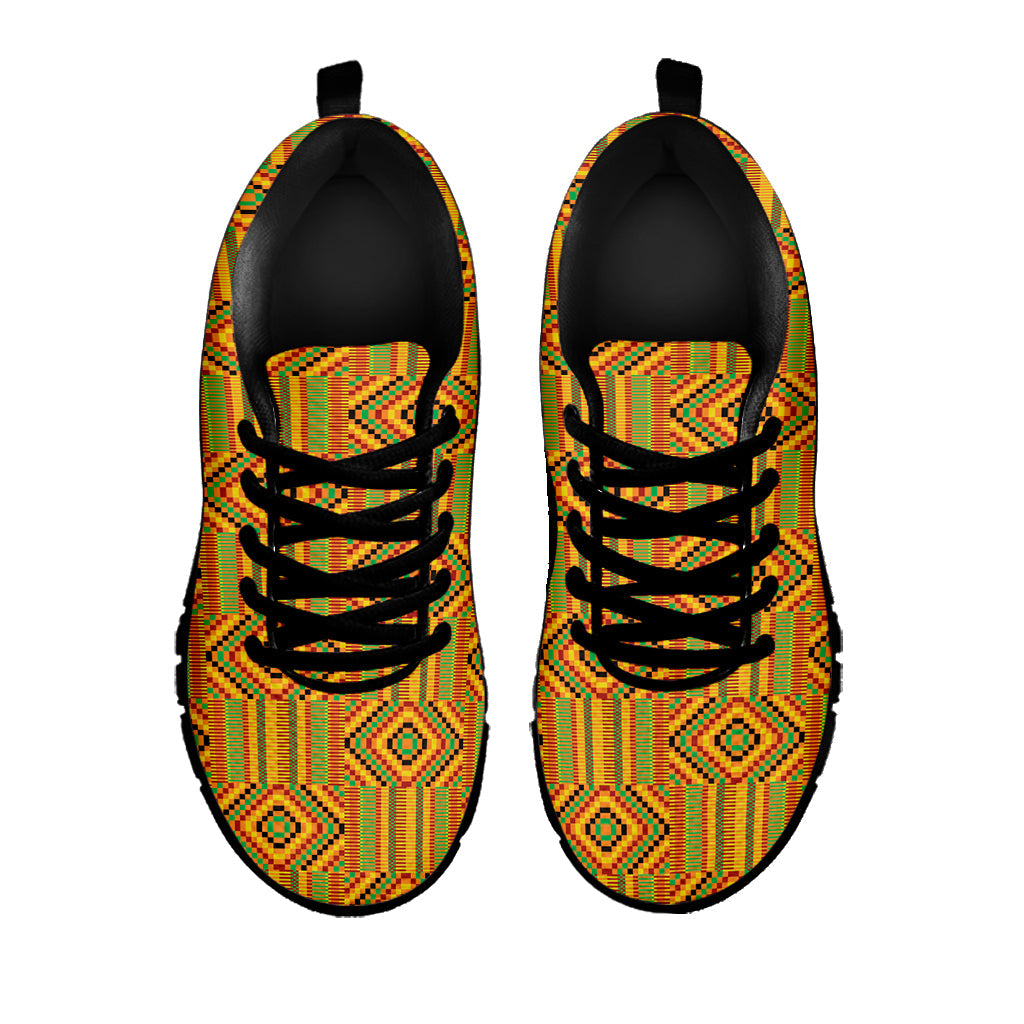 Ashanti Kente Pattern Print Black Running Shoes