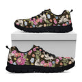 Asian Crane Bird Pattern Print Black Running Shoes