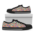 Asian Paisley Pattern Print Black Low Top Sneakers