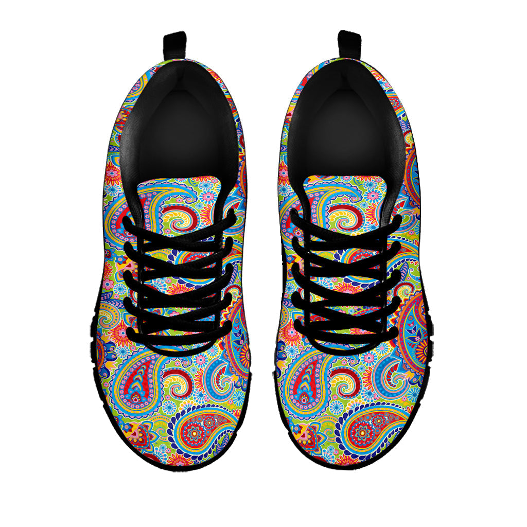 Asian Paisley Pattern Print Black Running Shoes