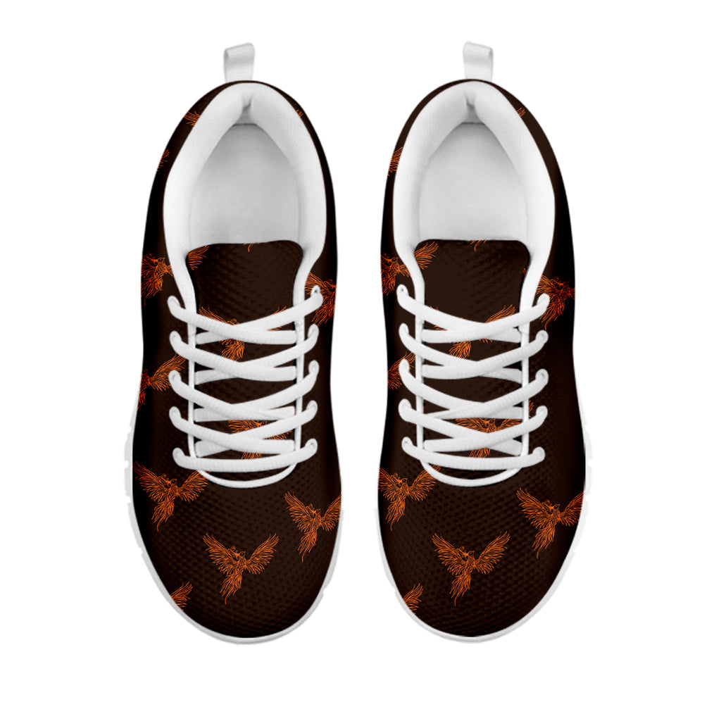 Asian Phoenix Pattern Print White Running Shoes