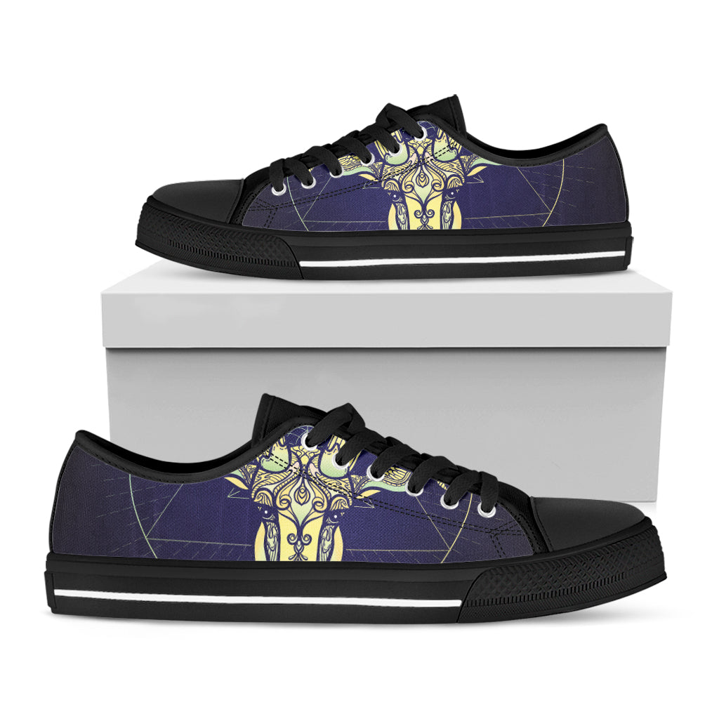 Astrological Capricorn Sign Print Black Low Top Sneakers