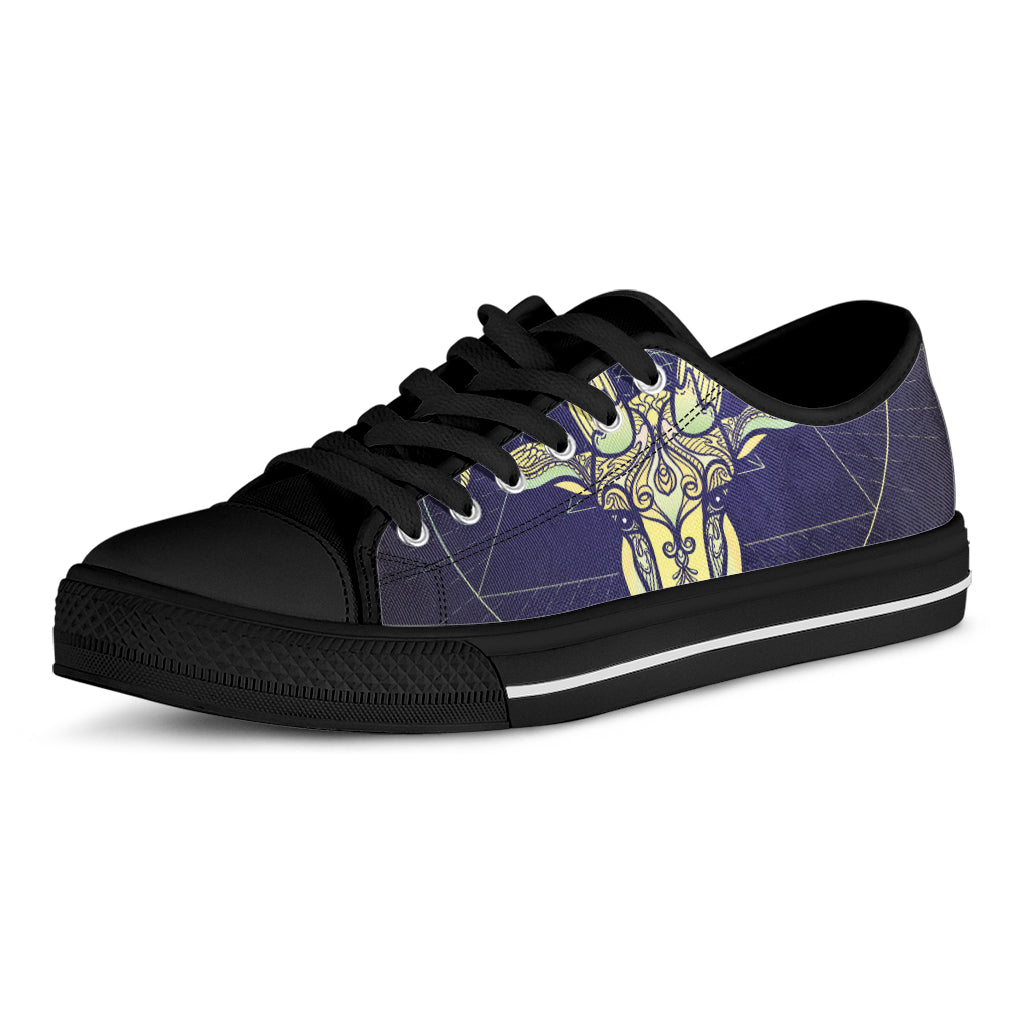 Astrological Capricorn Sign Print Black Low Top Sneakers