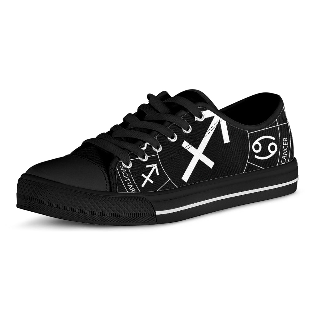 Astrology Sagittarius Sign Print Black Low Top Sneakers