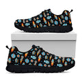 Astronaut And Space Pixel Pattern Print Black Running Shoes