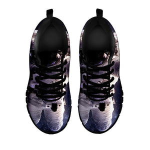 Astronaut Floating In Outer Space Print Black Running Shoes