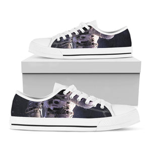 Astronaut Floating In Outer Space Print White Low Top Sneakers